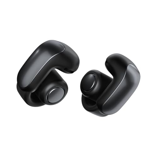 Bose Ultra Open Earbuds, auriculares sem fios com botão de alta qualidade e fidelidade, auriculares Bluetooth intraurais para corrida, design de moda aberta, até 48 horas de autonomia, preto
