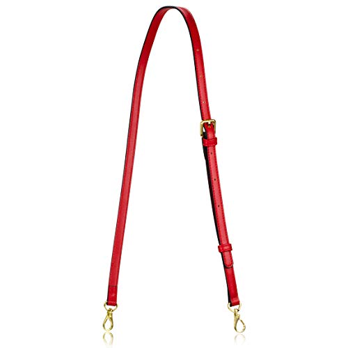 Allzedream - Correia de couro para bolsa cruzada de substituição longa ajustável, Dourado, vermelho