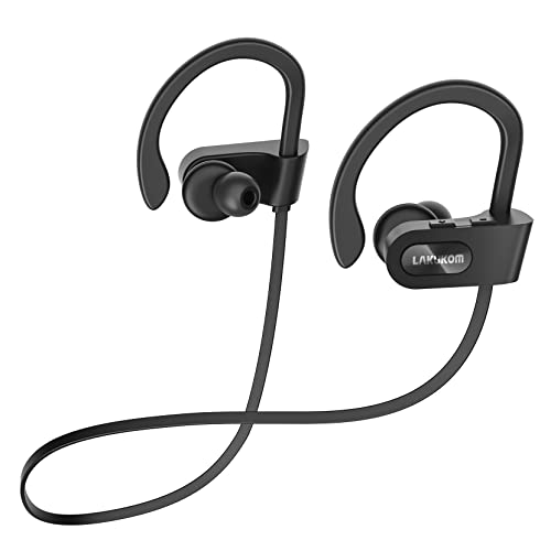 Auriculares Bluetooth, auriculares sem fios para correr de graves profundos com 16 horas de tempo de reprodução, auriculares Bluetooth auriculares desportivos impermeáveis IPX7 com microfone