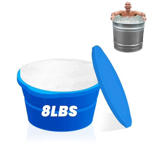 Domigard Moldes para cubos de gelo extra grandes, baldes de silicone com tampa, moldes de silicone de 8 lb para banheiras de gelo, moldes redondos jumbo para blocos de gelo (azul)