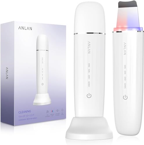 Anlan Peeling ultrassonico facial, Skin Scrubber, espátula ultrasónica facial, vermelha e azul LED, Ems anti-idade rugas, esfoliador de limpeza de poros, Ipx7