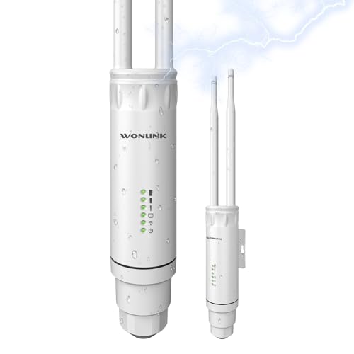WONLINK Ponto de acesso sem fios para exteriores, amplificador de sinal WiFi exterior AC 1200 mbps banda dupla 5 g/2,4 GHz IP66 impermeável com porta Ethernet, POE, MU-MIMO, ideal para Wi-Fi de jardim