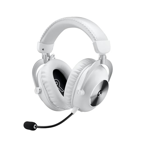 Logitech G PRO X 2 LIGHTSPEED Auriculares sem fios, microfone braço desmontável, transdutores de grafeno de 50 mm, DTS: X 2.0-7.1 surround, Bluetooth/USB/3,5 mm, PC, PS4, PS5, Nintendo Switch, branco