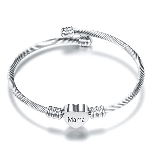 Pulseira de prata com design de coração, presente de joalharia para mulheres, família e amigos