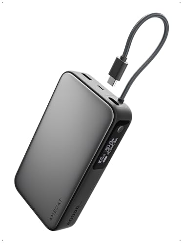 AMEGAT Bateria externa de carregamento rápido de 100 W (1 porta)/130 W (2 portas), Power Bank USB C 2000 mAh, carregador portátil PD3.0 para telemóveis MacBook Pro Air iPad iPhone, cinzento