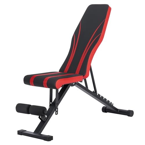 T-LOVENDO.ES Banco de exercício ou músculos dobrável leve multifuncional para pesos e mangas ajustável de abdominais ginásio treino em casa, várias posições costas, peito, pernas