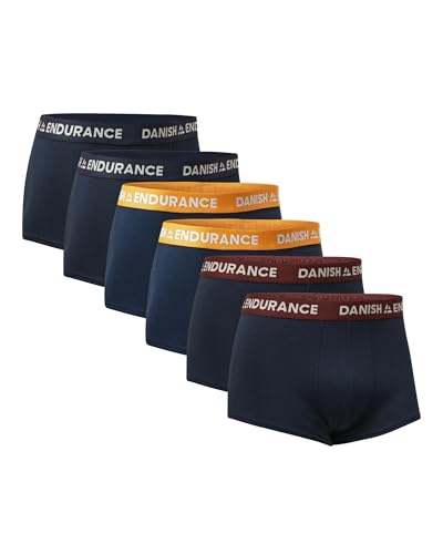 DANISH ENDURANCE Cuecas para homem de cintura baixa e perna curta, boxers elásticos para homem, corte desportivo e masculino, 6 pacotes