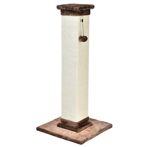 Amazon Basics Raspador para gatos de interior, resistente, com piso de tapete, alto e grande 90 cm, cor castanho