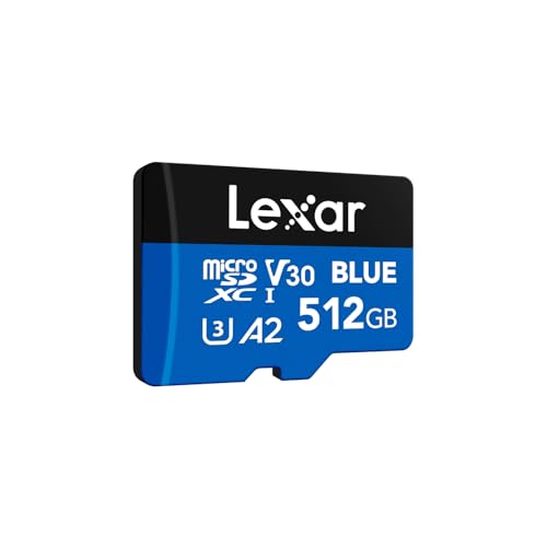 Lexar Blue Cartão micro SD 512GB, até 160 MB/s ectura, cartão microSDXC UHS-I, C10, U3, V30, A2, Full-HD 4K, cartão de memória de alta velocidade para smartphones/tablets/câmaras de ação