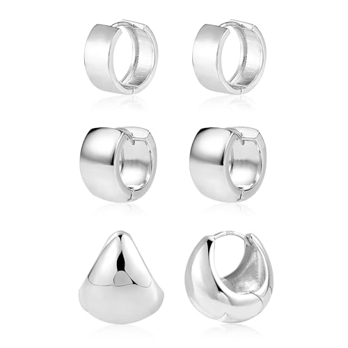 ALEXCRAFT 3 pares brincos mulher prata 925 banhado a ouro 14 K, brincos de aço inoxidável mulher, conjunto de brincos para mulher dourados presentes jóias festa