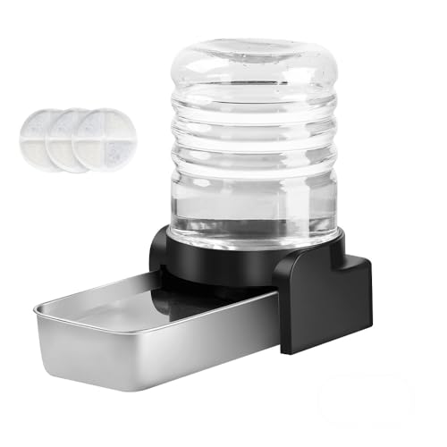 Marchul Dispensador de água para gatos de 3,8 l, dispensador automático de água para cães com tigela de água de aço inoxidável e 3 filtros, dispensadores de água de gravidade de grande capacidade para