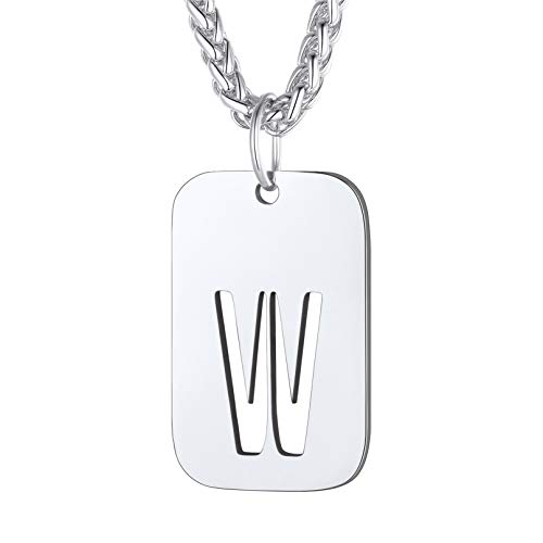 Bandmax Chapas militares letras iniciais de nome A-Z pendente Dog Tag com corrente espinho 55 cm 5 cm comprimento aço inoxidável três cores