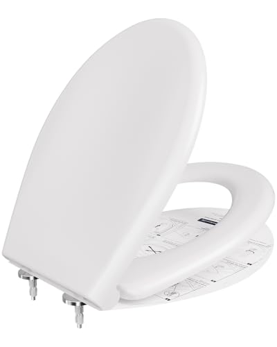 ANYCEE Tampa WC universal, assento sanitário com fecho suave, tampa sanita em forma de O, tampas de água em Duroplast, antibacteriano, libertação rápida para facilitar a limpeza, inalterável