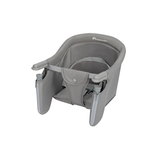 Bebeconfort malva, cadeira portátil bebé ajustável, 6 m - 3A (15 kg), fixação segura e estável, assento e tecidos acolchoados e macios, fácil instalação, dobrável compacto, leve (1,8 kg), cinza