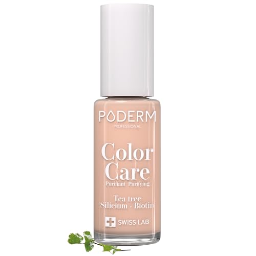 PODERM - Esmalte de unhas chá TREE para fungos de unhas - bege nu - tratar unhas amarelas / danificadas - evita fungos - cuidado 2 em 1 - Fórmula única - Feito na Suíça