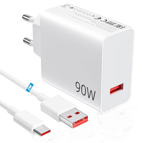 Carregador USB de 90 W e cabo USB C para Xiaomi 15 14 13 ultra pequeno X7 Pro pequeno F6, adaptador de carregador turbo e tipo C cabo 2 metros para pouco X4 5G 14T 13T Poco Pad M6 Mi 10T Pro LL ite