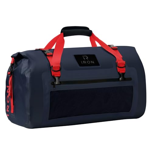 IRON JIA'S Bolsa de motocicleta impermeável mala de viagem traseira com fecho superior de enrolar correias para os ombros adequada para acampar desportos aquáticos azul 50 l