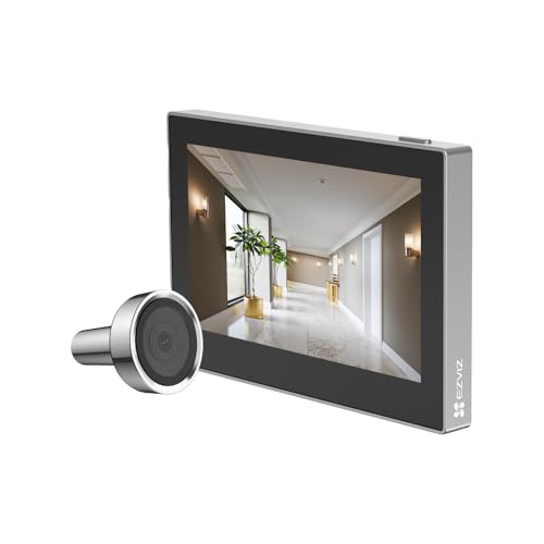EZVIZ Máscara digital de porta com ecrã a cores de 4,3 polegadas câmara vídeo sem fios 1080P, visualização ao vivo grande ângulo de 146°, bateria recarregável 2200 mAh, WiFi 2,4 GHz, sem deteção de