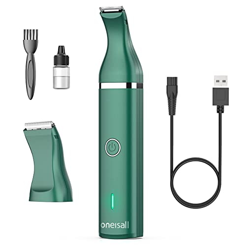 oneisall Corta-pelos para cães baixo nível de ruído para aparar o pelo de cão à volta das patas, olhos, orelhas, rosto e rump (verde)