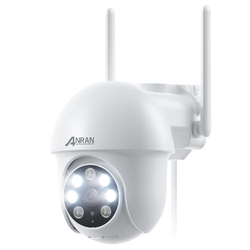 ANRAN Câmara de vigilância externa de 5MP, 2,4 G e 5 GHz WiFi, rastreamento automático, detecção de movimento, visão noturna colorida, alarme sonoro e luminoso, 24/7 gravação de vídeo, compatível com