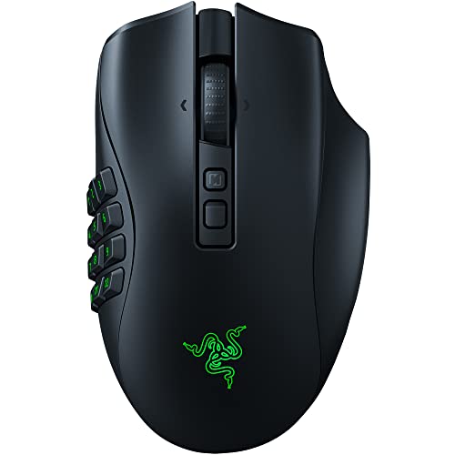 Razer Naga V2 Pro - rato sem fios para jogos MMO com roda HyperScroll Pro, 3 placas laterais intercambiáveis, sensor Focus Pro 30K, interruptores óticos de rato Gen-3, Bluetooth, preto