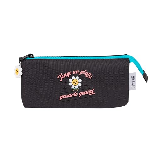 Mr. Wonderful - Estojo triplo Wonder margarida - tenho um plano: passá-lo ótimo - estojo escolar - estojo com 3 compartimentos e fecho de correr - feito em rPET, multicolorido, Padrão