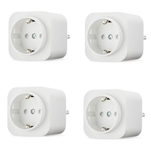 Amazon Basics Tomada inteligente de tomada única para interiores, apenas para uso com Alexa, embalagem de 4, cor branca, UE