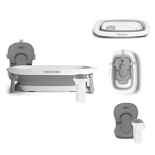 Twistshake Kit de banho para bebé - conjunto de 3 | banheira dobrável almofada jarro de casa de banho | leve - portátil - fácil de limpar, design ergonómico, sem BPA/BPS