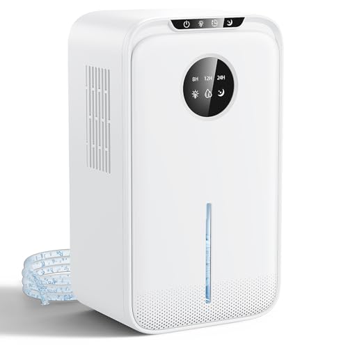 Deshumidificador 2500 ml, desumidificadores de humidade elétrico, temporizador 24 H, com ecrã LCD, desligado automático, 7 luzes coloridas, 650 ml/dia ideal para apartamento, casa de banho