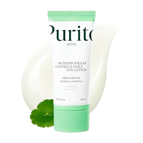 PURITO SEOUL Wonder Releaf Centella loção solar diária, SPF50+ PA++++, Centella coreana, sem errosão branca, calmante, loção solar facial, K-Beauty