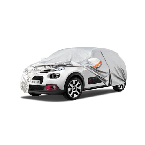 Kayme Capa de carro exterior, compatível com Citroen C3 (2002-2025), capa para carro impermeável, respirável, anti-UV, anti-pó, de 6 camadas, cobertura de carro com fecho de correr e forro de algodão.
