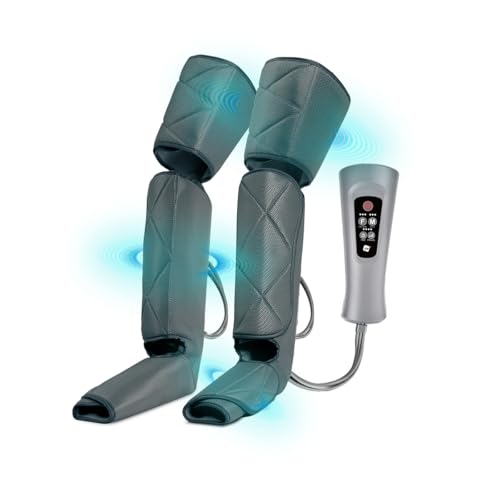 NK Massajador de pernas, 6 modos de massagem completos e parciais, 4 níveis de intensidade para cada modo, temporizador com botões, função de calor, compressão de ar para relaxamento muscular