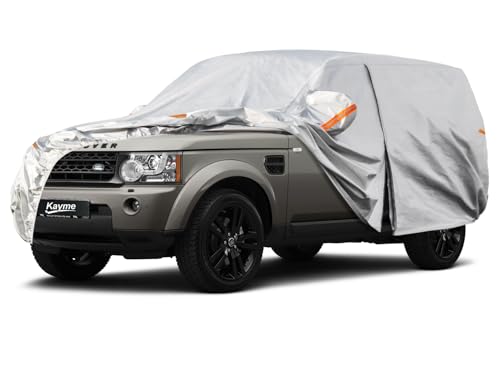 Kayme Capa de carro exterior, compatível com Land Rover Discovery III/IV/V LR3 LR4 LR5 (2004-2025), capa para carro impermeável anti-UV anti-poeira, cobertura de carro com fecho de correr e forro de