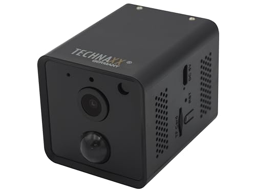 Technaxx Mini câmara IP WiFi TX-190 – Full HD pequena segurança, interior sem fios, câmara de babá oculta com App, deteção de movimento PIR, ângulo de visão de 3200 mAh, visão noturna