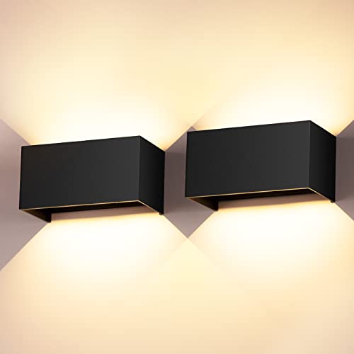 24 W Aplique exterior parede 2 peças aplique de parede ângulo de feixe ajustável 3000 K branco caldo apliques parede interior / exterior impermeável IP65 preto aplique exterior