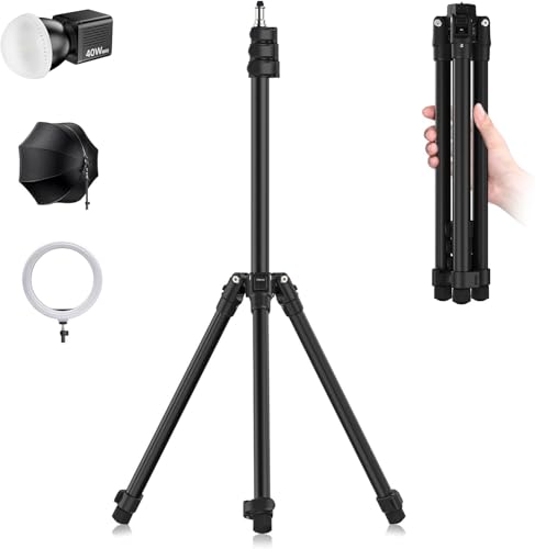 Ulanzi TT43 Suporte de luz de alumínio 190 cm, tripé reversível dobrável, carregamento MAX 6 kg, altura ajustável portátil para fotografia estúdio exterior, luz anel, Flash Softbox