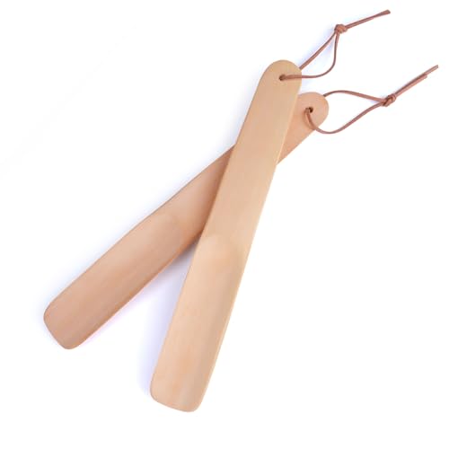 onebarleycorn 2 peças Calçado comprido de sapatos, 38 cm, calçadores compridos de madeira calçadeira Shoe Horn Long para idosos, homens, mulheres, crianças