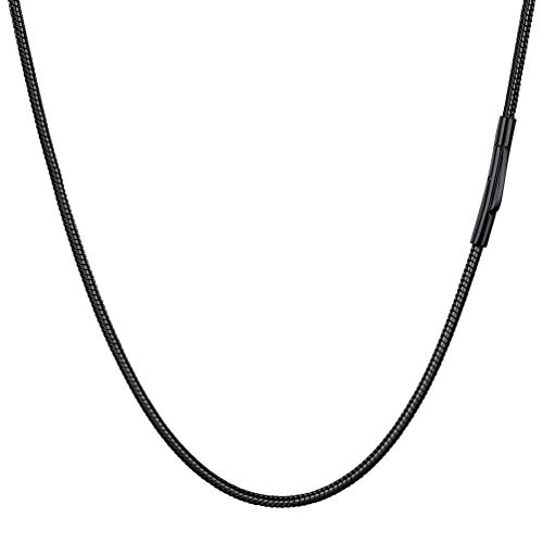 PROSTEEL Colar serpente de elos redondos com fecho de grampo, 2 mm espessura de aço inoxidável 41 - 76 cm de comprimento (com caixa de presente)