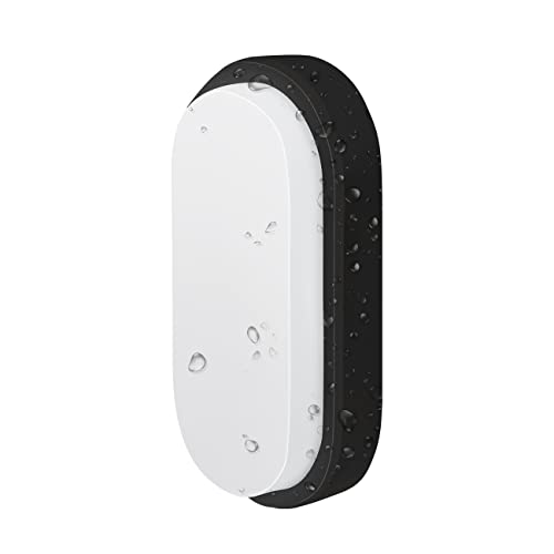 ANWIO 14 W Candeeiro de parede impermeável oval para exteriores interiores, IP54 PIR luz branca neutra 4000 K 980 LM, candeeiro de casa de banho cozinha corredor garagem ou oficina. Preto.