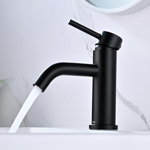 DETBOM Torneira de lavatório, torneira mono-comando lavatório de água fria e quente, torneiras para lavatório de bancada, torneiras misturadora de casa de banho de aço inoxidável 304, ar removível,