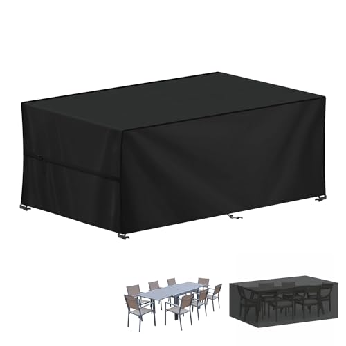 LAMUNI Capa protetora para móveis de jardim, retangular, capas para móveis de terraço, impermeável, capa de mesa exterior anti-UV, cobertura de exterior para mesas, cadeiras, sofá de jardim, 210 x 90