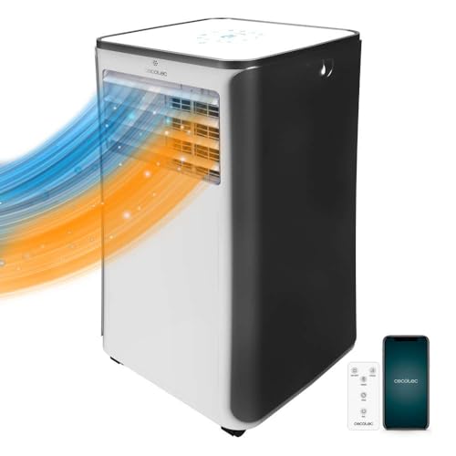 Cecotec Ar condicionado portátil com controlo remoto, Wi-fi e bomba de calor ForceClima 9500 Soundless Heating Connected. 9000 BTU, ecrã LED, 5 modos, cobertura 25 m2