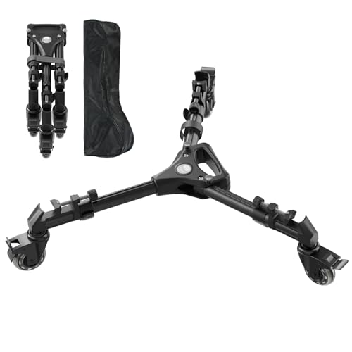 SIRUI Universal Photography Tripod Dolly com rodas de borracha de 7,6 cm, serviço pesado com pernas ajustáveis e bolsa de transporte, capacidade de carga de 33 lb - AM-DF02