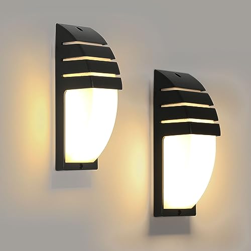 Comely 2 peças 12 W aplique parede exterior, IP65 impermeável aplique de parede exterior LED, candeeiro interior / exterior para entrada jardins e varandas, luz branca quente 3000 K