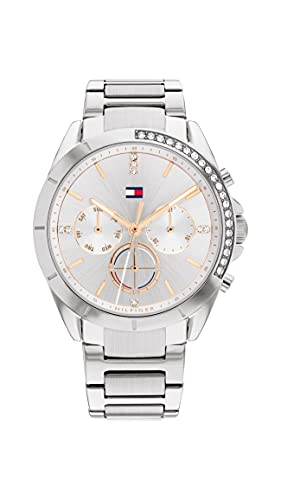 Tommy Hilfiger Relógio analógico de quartzo multifuncional para mulher com correia de aço inoxidável - Disponível na versão em ouro ou prata