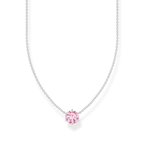 THOMAS SABO Colar com pingente de zircónia rosa de prata de lei 925 KE2210-051-9, tamanho único, prata esterlina, zircônia cúbica, Tamanho único, Prata esterlina, Zircónia cúbica