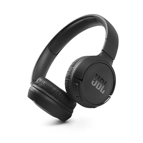 JBL Tune 510 BT Auriculares sem fios on-ear com tecnologia Bluetooth, leves, confortáveis e dobráveis, até 40 h de bateria, Siri e assistente do Google, com conexão multiponto, preto