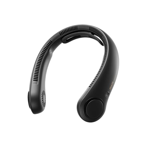 JISULIFE Ventoinha de pescoço portátil aprimorada, suporte para o pescoço, mãos livres pessoal, ajuste de 5 velocidades, 5000 mAh, silencioso, recarregável, presentes para mulheres e homens - preto
