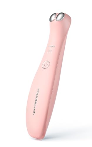 TOUCHBeauty Massajador de olhos EMS, anti-rugas olho massagem com aquecimento e vibração, anti-envelhecimento massajador recarregável para sacos de lágrimas, círculos escuros, inchaço AG-1883 (rosa)