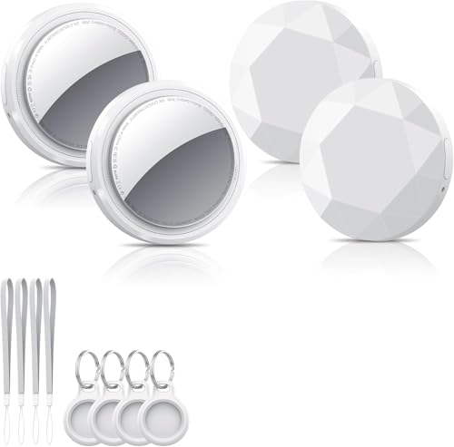 Smart Air Tracker Tag 4 Pack, Localizador de objetos Bluetooth funciona com a pesquisa da Apple (apenas iOS), localizador Bluetooth, rastreador para chaves, carteira, mochila, bateria substituível